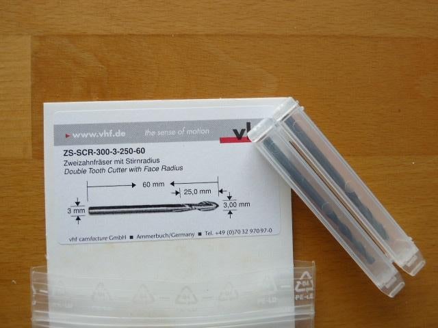 2x vhf Frees Zweizahnfraser mit stirnradius Schacht 3mm, Ophalen of Verzenden, Nieuw, Elektrisch