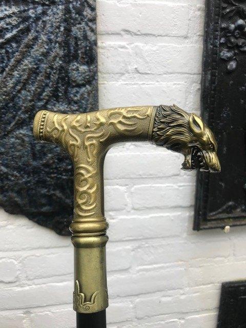 stijlvolle metalen flaneerstok/wandelstok, tijgerkop, Ophalen of Verzenden, Zo goed als nieuw