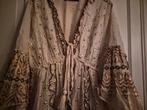 Mooie lange Ibiza jurk met borduursels en pailletten, Maat 38/40 (M), Siya, Beige, Nieuw