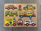 Houten puzzel met voertuigen, 2 tot 4 jaar, Gebruikt, Ophalen of Verzenden, Van hout
