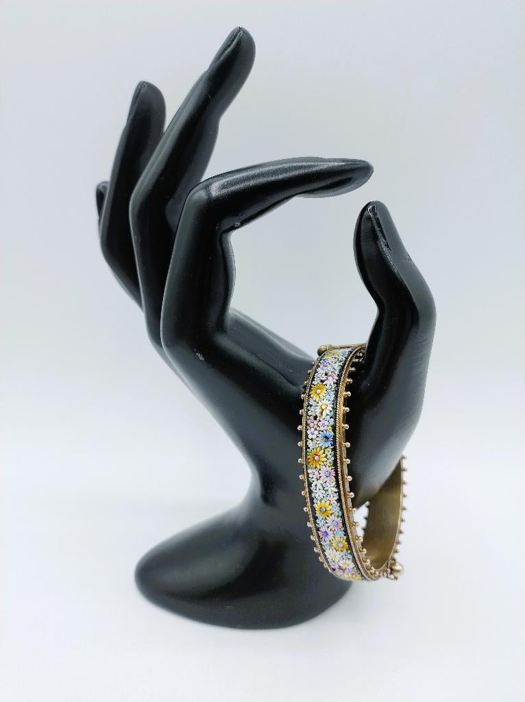 Verguld zilveren micro mozaïek armband, ca. 1880. 20 cm, Verzenden, Zilver, Armband, Verguld