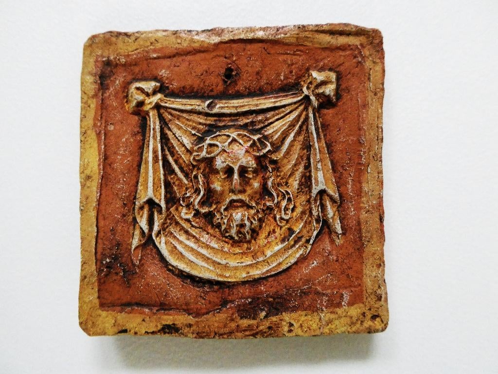 Plaquette lijkwade van Turijn Jezus Christus terracotta, Ophalen of Verzenden