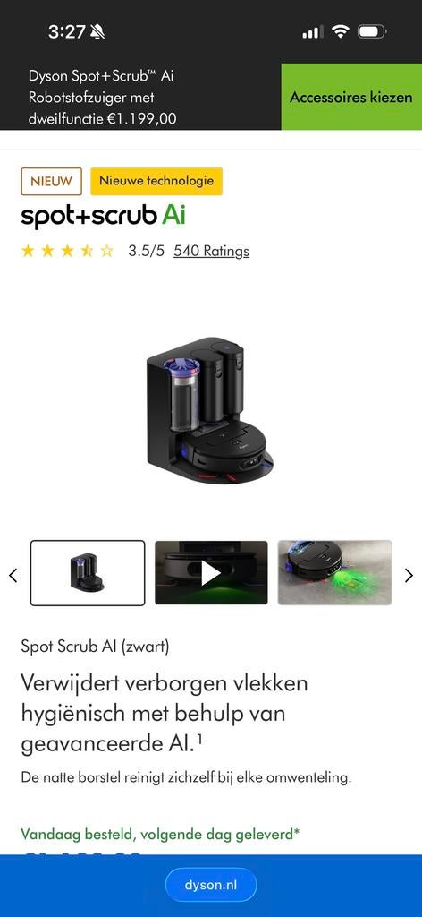Dyson Robotstofzuiger + dweil – bespaar €300 met code, Ophalen of Verzenden, Nieuw, Reservoir, Robotstofzuiger