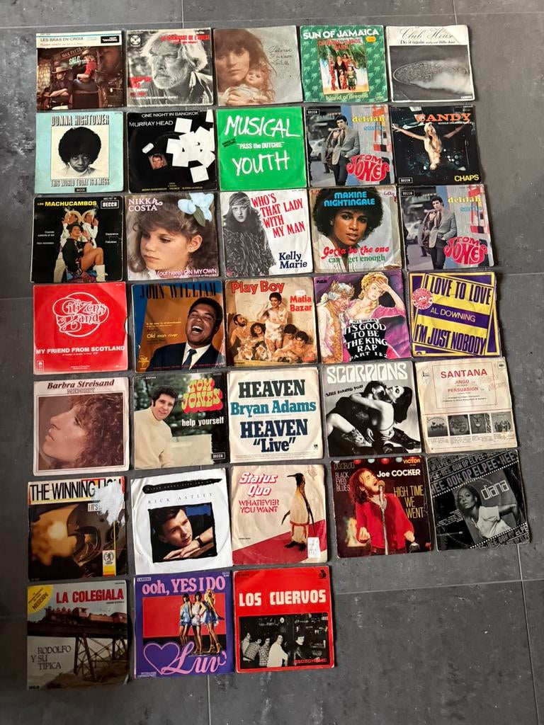 Grote partij 7‑inch vinyl singles jaren ’60–’80 – 33stuks, Ophalen of Verzenden, Gebruikt, 7 inch, Single