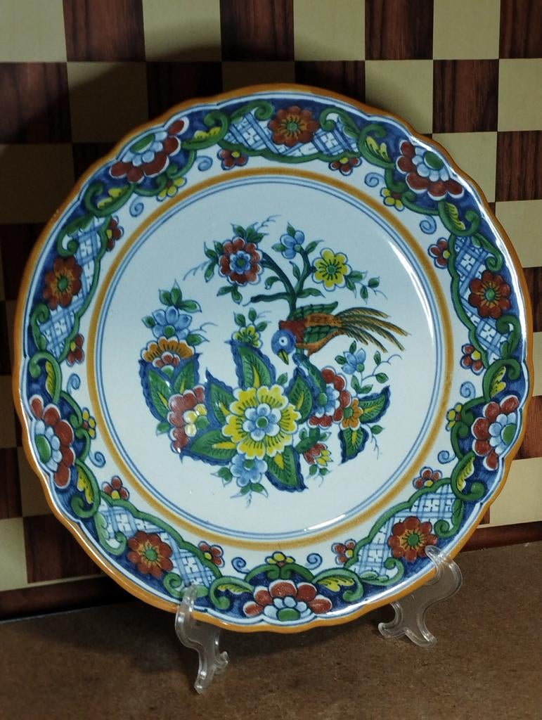 Vintage, prachtig handbeschilderd bord Workum, 28 cm, Antiek en Kunst, Antiek | Wandborden en Tegels, Ophalen of Verzenden