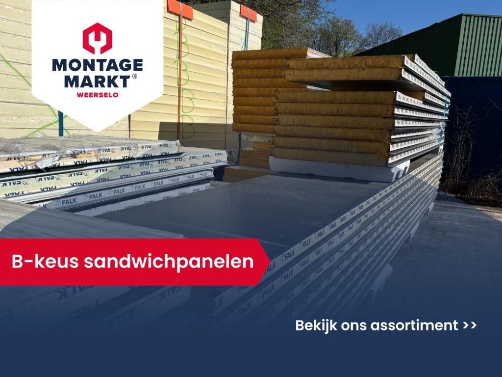 B-keus sandwichpanelen | Dak & Wand | Falk | Grote voorraad, Doe-het-zelf en Verbouw, Platen en Panelen, Ophalen, Zo goed als nieuw