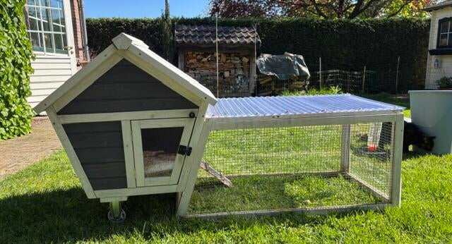 Konijnenhok met buitenren verrijdbaar 158x60x81.5 cm, Ophalen, 90 cm of meer, Konijn, Hok