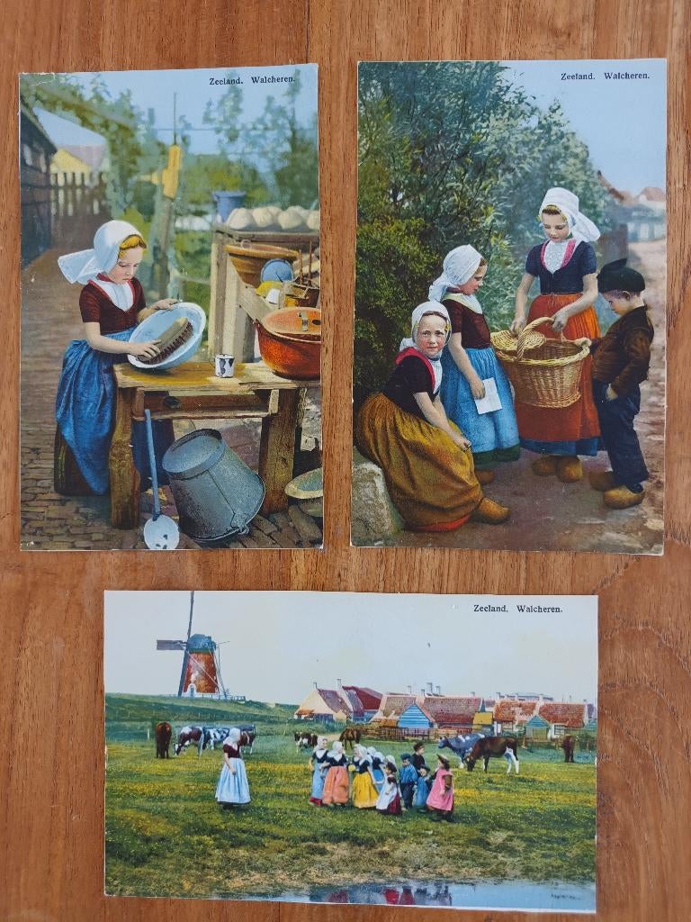 Zeeland, Walcheren; 3 kleurenkaarten, Ophalen of Verzenden, 1940 tot 1960, Ongelopen, Zeeland