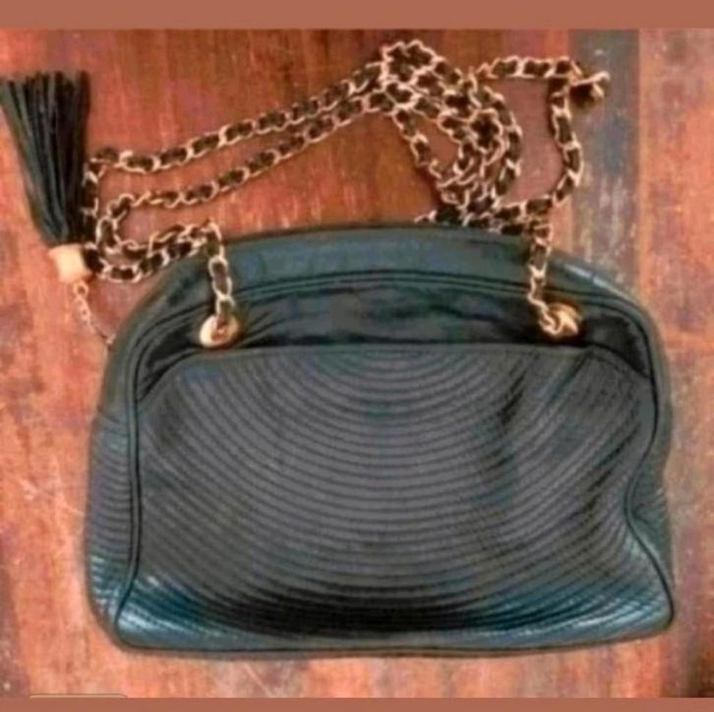 Vintage! Zwarte kalfslederen schoudertas van Cosci Italy, Verzenden, Gebruikt, Zwart, Schoudertasje