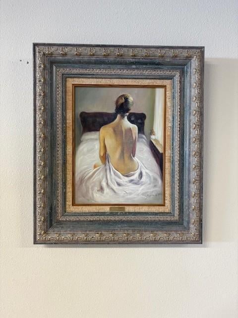 Schilderij : Dame met blote rug, Antiek en Kunst, Kunst | Schilderijen | Klassiek, Ophalen