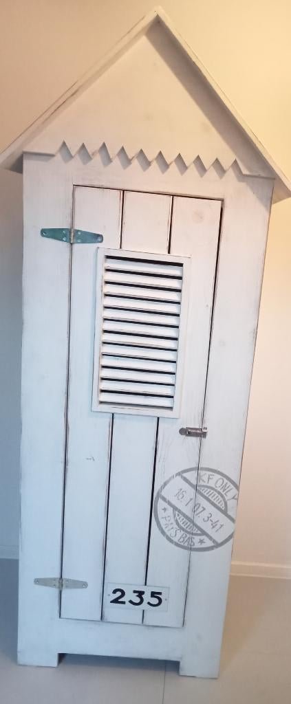 IGS 2 X HOUT STRANDHUISKAST KINDERKAST KLEDINGKAST SPEELGOED, Ophalen, Gebruikt, 50 tot 70 cm, 105 cm of meer