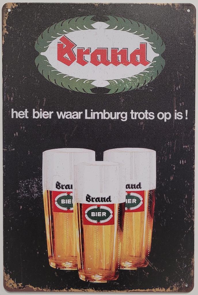 Brand bier waar Limburg trots op is reclamebord van metaal, Verzamelen, Biermerken, Nieuw, Reclamebord, Plaat of Schild, Overige merken