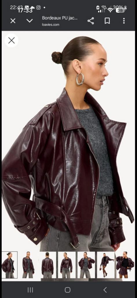Loavies Bordeaux PU Jack - Trendy Bikerjack, Kleding | Dames, Jassen | Winter, Ophalen of Verzenden, Zo goed als nieuw, Maat 42/44 (L)