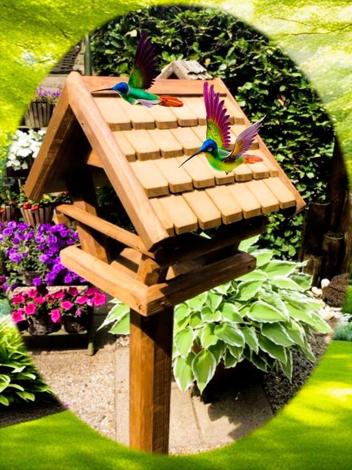 Houten Vogelhuisje/Voederhuisje voor Tuin, Tuin en Terras, Ophalen, Nieuw
