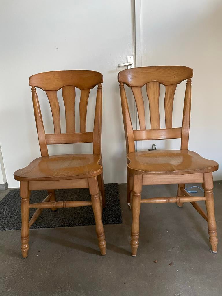 Eiken houten stoelen blanc patine, Ophalen, Gebruikt, Twee, Overige kleuren