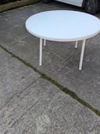 Witte ronde tuintafel - 6 kuipstoelen, Ophalen of Verzenden, Gebruikt, Rond, Kunststof