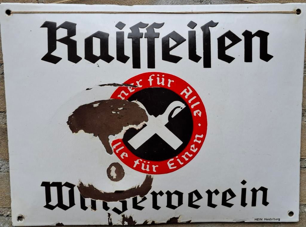 Emaille bord. Duitsland.  40/30 cm., Ophalen, Gebruikt, Reclamebord