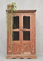 Antieke XL teakhouten servieskast vintage kasteelkast kast, Ophalen of Verzenden