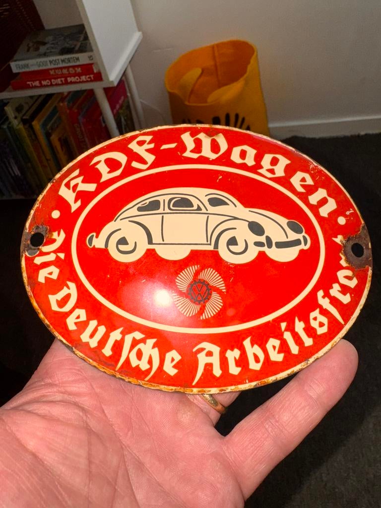 KDF volkswagen emaille schild, Verzenden, Gebruikt, Reclamebord