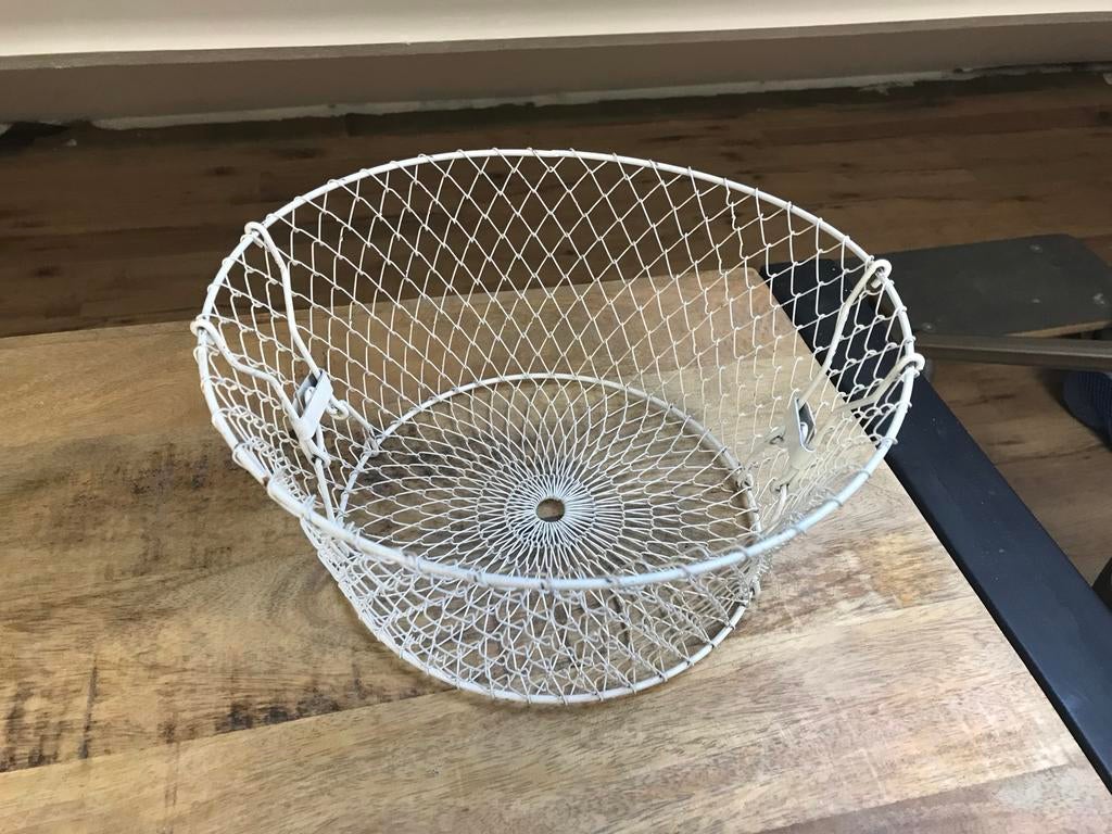 Witte metalen draadmand - Opvouwbaar, Huis en Inrichting, Woonaccessoires | Schalen en Manden, Overige materialen, Mand, Rond