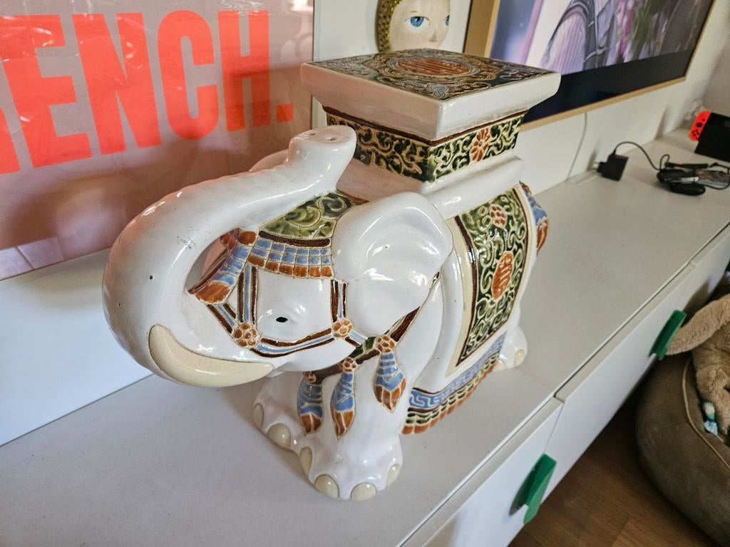 VINTAGE Olifant kruk / plantentafel keramiek, Ophalen of Verzenden