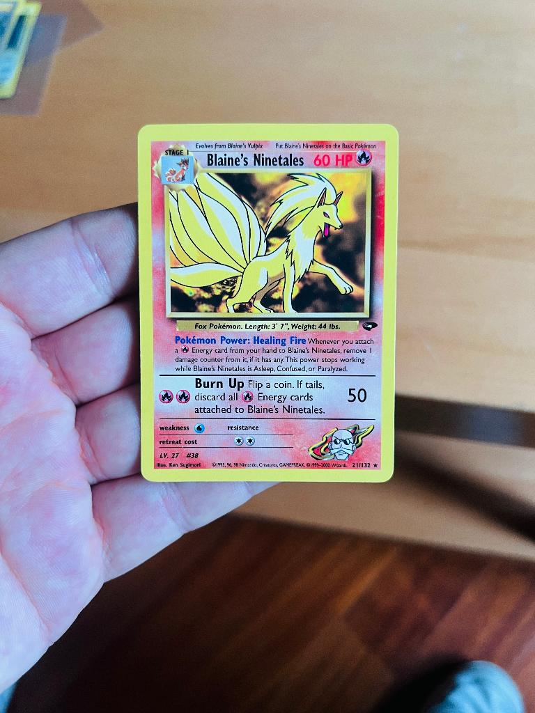 Blaine’s Ninetales 21/132 Gym Challenge Pokemon, Verzenden, Zo goed als nieuw, Losse kaart, Foil