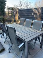Mooi tuinset met 6 verstelbare stoelen en kussens, Tuin en Terras, Tuinsets en Loungesets, Ophalen, Overige materialen, Eettafel