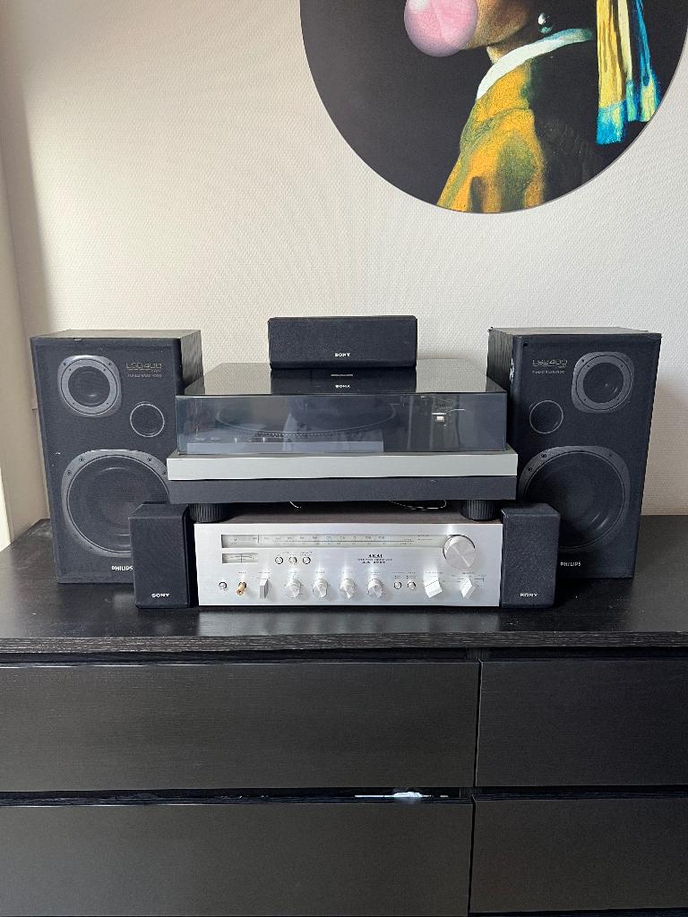 Platenspeler met versterker + geluidsinstallatie, Audio, Tv en Foto, Platenspelers, Ophalen, Gebruikt, Platenspeler, Overige merken