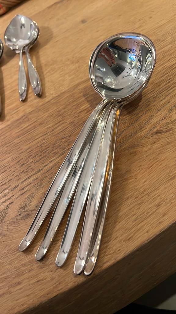 Keltum soep sauslepel verzilverd 5 stuks, Huis en Inrichting, Keuken | Bestek, Zo goed als nieuw, Los bestek, Zilver, Ophalen of Verzenden