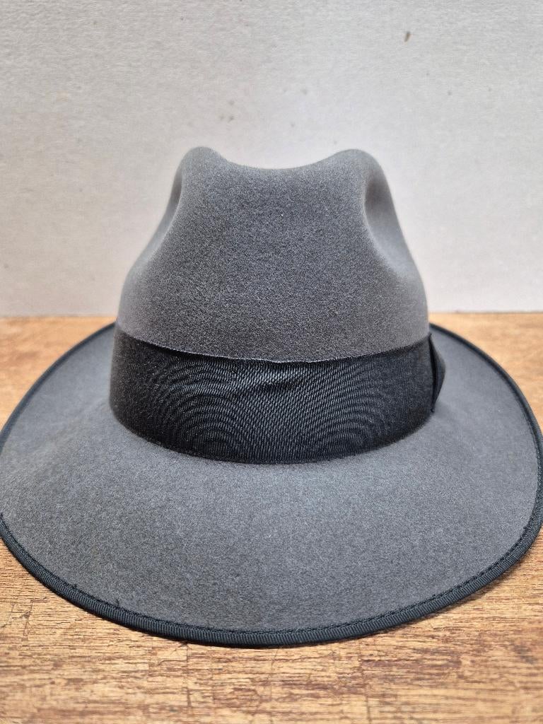 Vintage vilten hoed, jaren '60, Mafia, maat 58, Hoed, Ophalen of Verzenden, Zo goed als nieuw, American Vintage