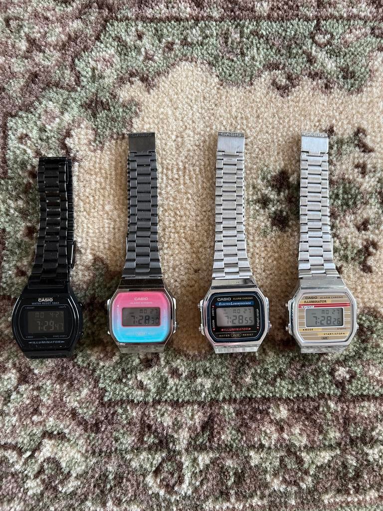 Casio B640W en A168WE horloges - Diverse kleuren, Gebruikt, Staal, Polshorloge, Ophalen of Verzenden