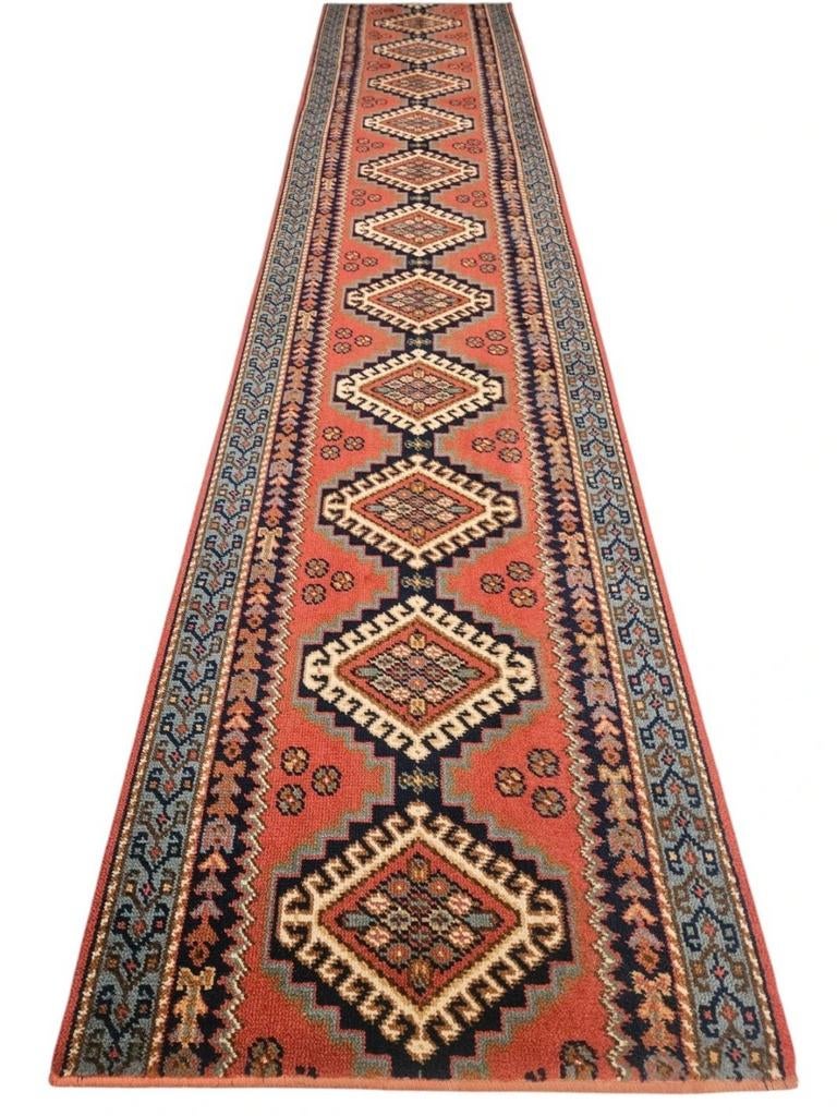 Vintage oosters wol Kazak vloerkleed loper Pink 71x337cm, Crème, Gebruikt, Onbekend, Onbekend