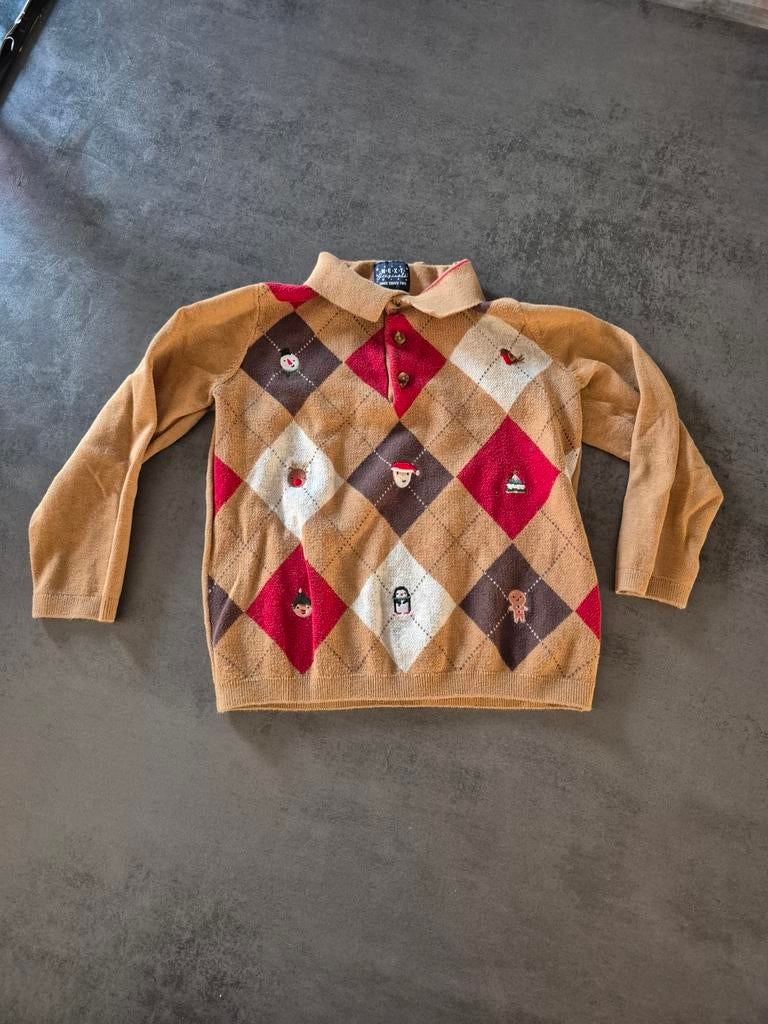 Next trui polo longsleeve sweater kerst kersttrui geruit 110, Ophalen of Verzenden, Zo goed als nieuw, Jongen