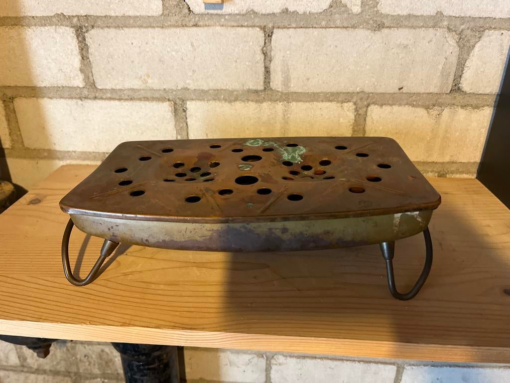 Vintage koperen rechaud / theewarmer – warmhoudplaatje, Ophalen