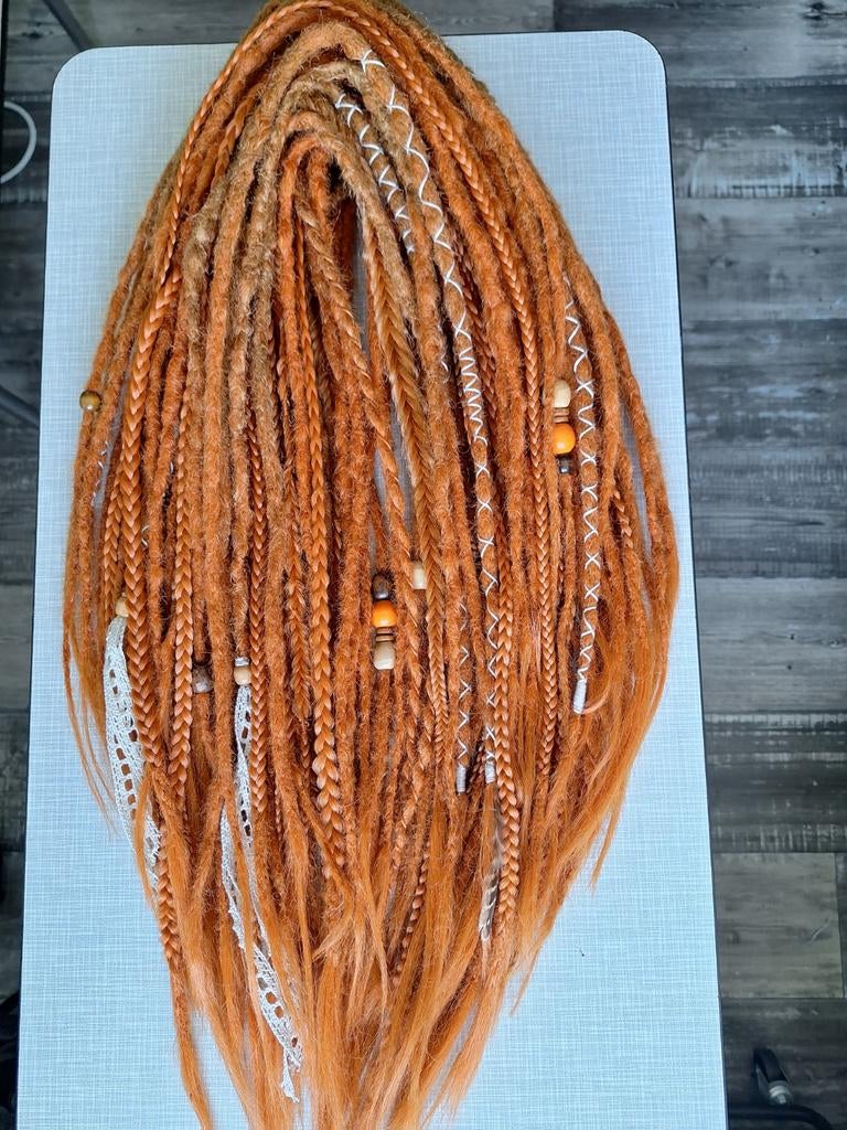 Full head set dreads en vlechten 65 DE ginger koper oranje, Ophalen of Verzenden, Nieuw