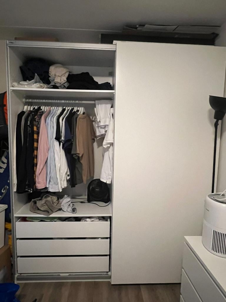 Ikea Pax kast 200x236 + Hasvik schuifdeur, Ophalen, Gebruikt, 50 tot 75 cm, 200 cm of meer