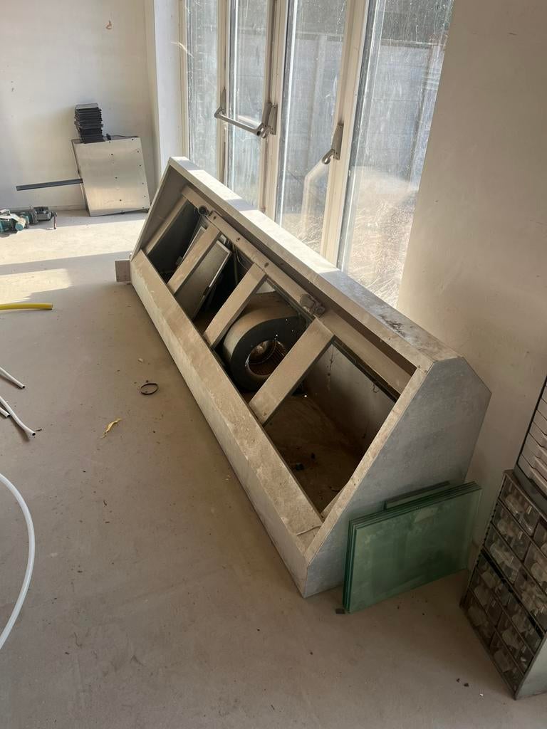 Aluminium afzuigkap zeer groot, Witgoed en Apparatuur, Afzuigkappen, Ophalen, Gebruikt, Wandschouwkap, Motor