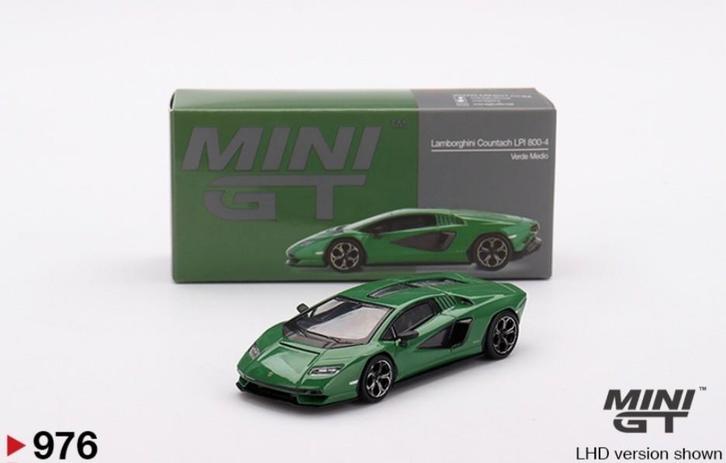 Mini GT Lamborghini Countach LPI 800-4 Verde Medio 1:64, Hobby en Vrije tijd, Modelauto's | Overige schalen, Nieuw, Auto, Ophalen of Verzenden