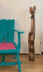 Groor houte beeld zittende kat 1.10 mtr hoog, Antiek en Kunst, Ophalen