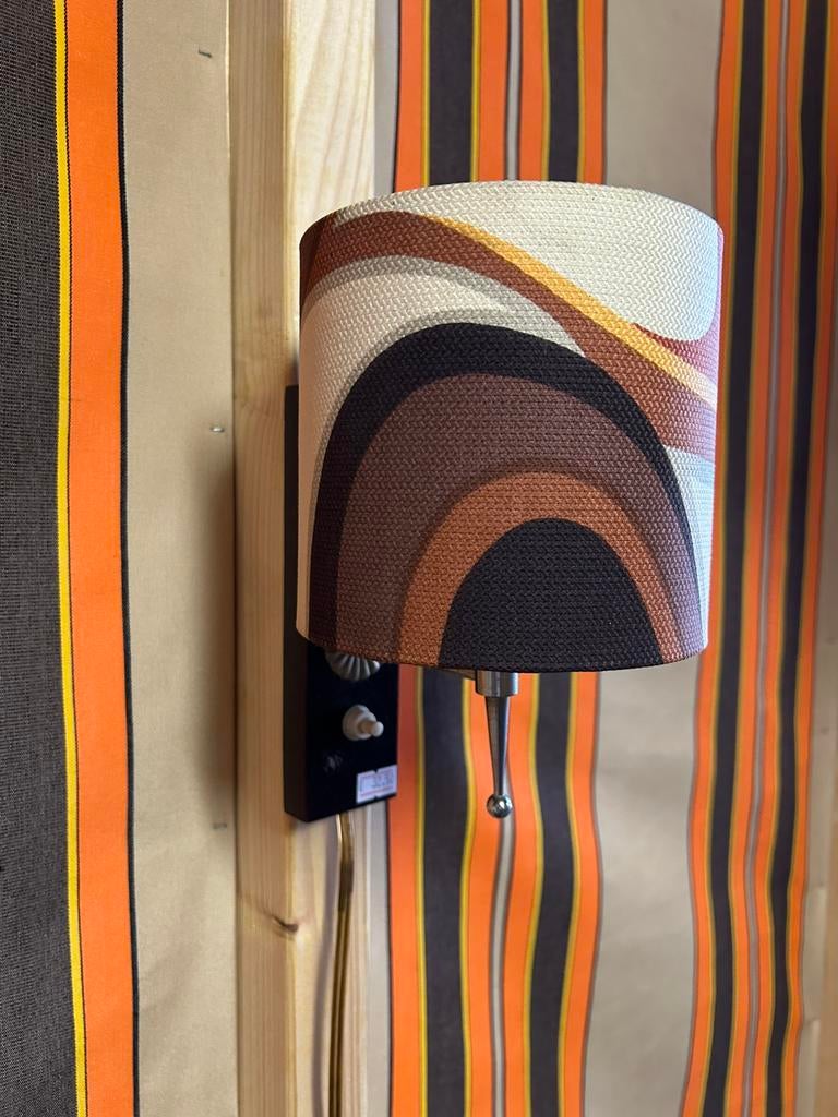 Vintage jaren 70 wandlamp, oranje bruin, hout, Ophalen of Verzenden, Huis en Inrichting