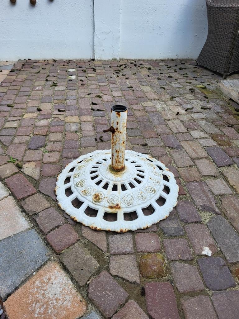 Gietijzeren parasolvoet - Wit, decoratief en stevig, Ophalen