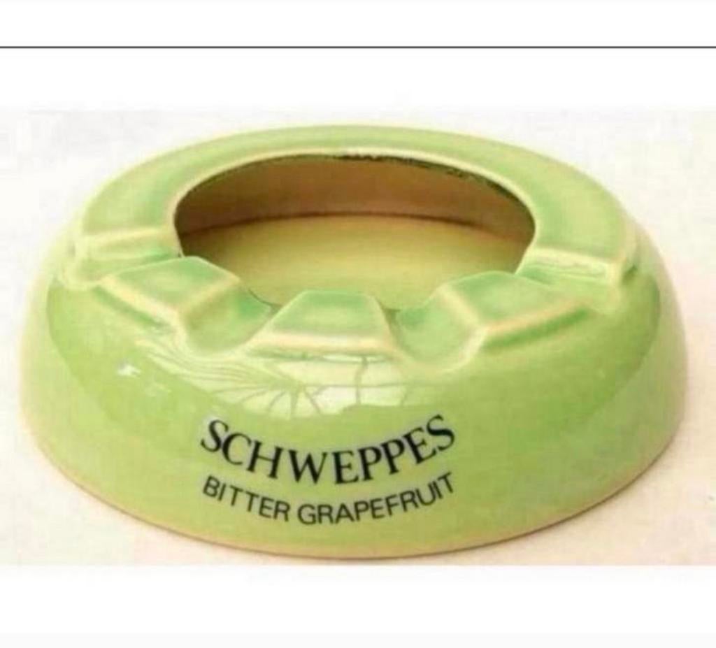 Vintage Schweppes Bitter Grapefruit Groene Ceramic Asbak, Verzamelen, Ophalen of Verzenden, Zo goed als nieuw, H, H