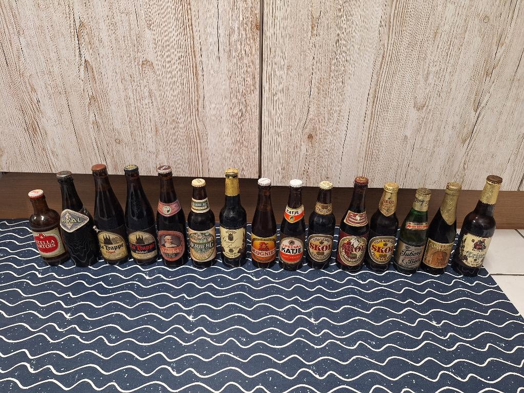 15 oude ongeopende bierflessen La Trappe Orval Skol jaren 80, Verzamelen, Biermerken, Ophalen of Verzenden, Flesje(s), La Trappe