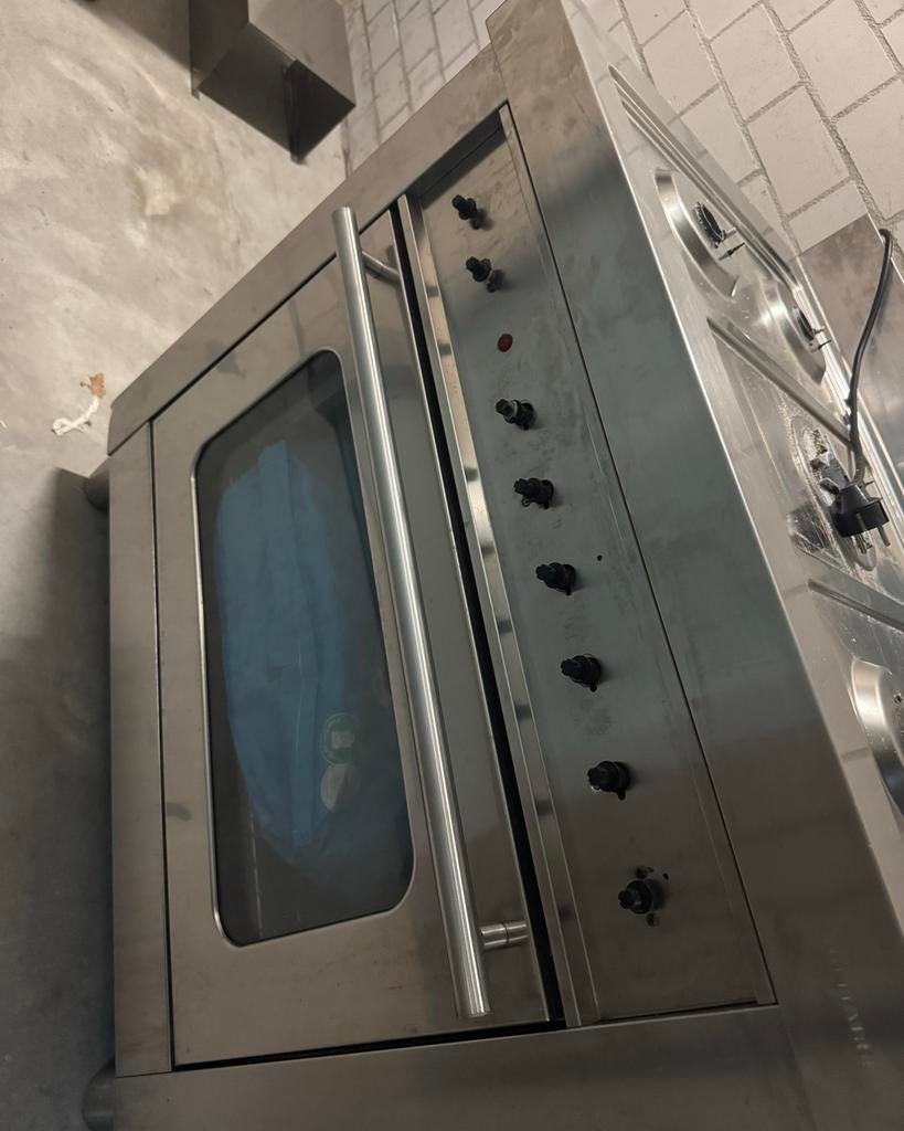 Professionele RVS Oven met Gasfornuis - Gebruikt, Witgoed en Apparatuur, Ovens, Gebruikt, Vrijstaand, Oven met grill, 60 cm of meer