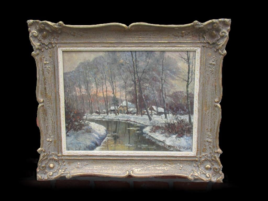 Frans Van Genesen (1887 - 1961 ) Winterzicht, Antiek en Kunst, Ophalen of Verzenden