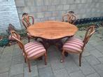 Mooie antieke eettafel met 5 stoelen, Ophalen of Verzenden