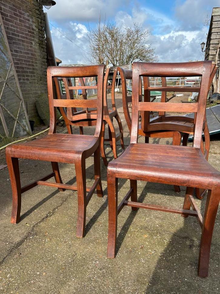 Set van 6 stijlvolle houten eetkamerstoelen, Huis en Inrichting, Stoelen, Gebruikt, Vijf, Zes of meer stoelen, Hout, Bruin, Ophalen