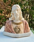 Albasten en marmeren buste van Jezus Heilig Hart - August He, Antiek en Kunst, Ophalen of Verzenden