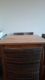 Houten eettafel met 4 stoelen, Ophalen, Gebruikt, Overige materialen, 100 tot 150 cm