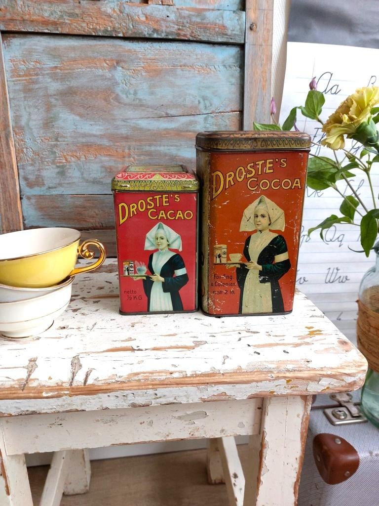 2 Oude Droste's cacao blikjes, Ophalen of Verzenden